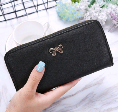 Cartera Larga para Mujer con Decoración de Moño Metálico y Compartimento para Teléfono - Image 5