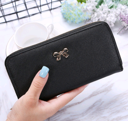 Cartera Larga para Mujer con Decoración de Moño Metálico y Compartimento para Teléfono - Image 5