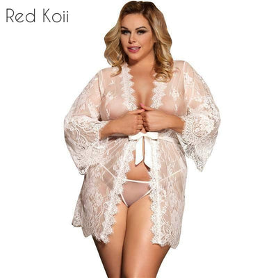 Camisón de Encaje Sexy de Manga Larga para Dormir