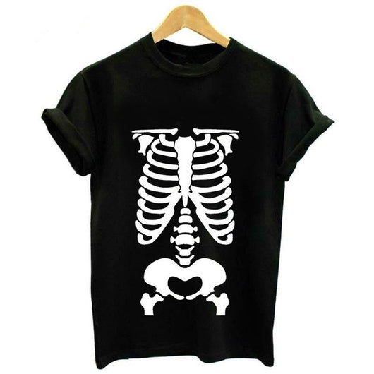 Playera Calavera y Rosa Manga Corta Cuello Redondo Verano - Image 7