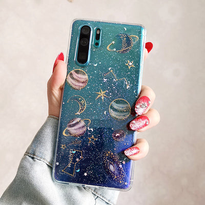 Funda de teléfono con planeta de lentejuelas transparente - Image 2
