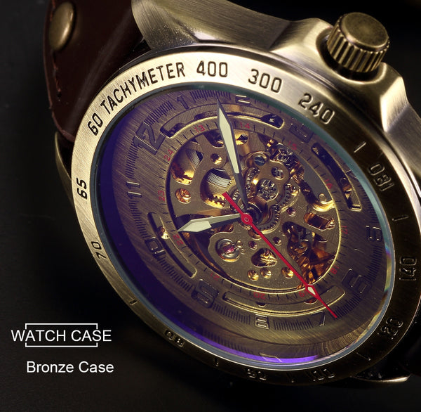 Reloj Mecánico Automático Vintage Hueco de Estilo Nostálgico
