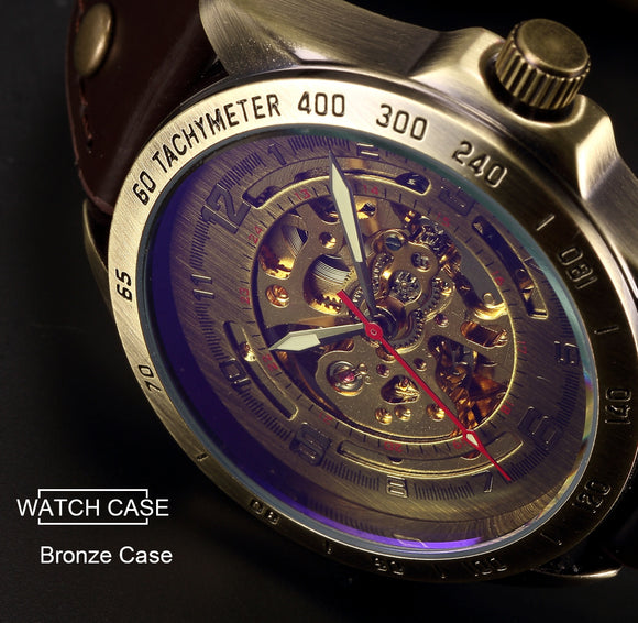 Reloj Mecánico Automático Vintage Hueco de Estilo Nostálgico