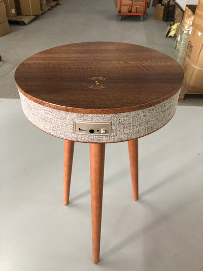 Mesa Auxiliar Redonda con Cargador Inalámbrico y Parlante Bluetooth - Image 8