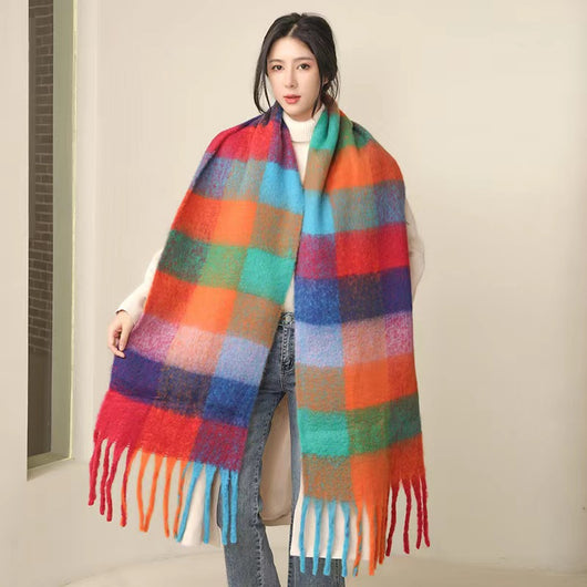 Bufanda Mohair Cálida de Cuadros Versátil - Estilo Europeo - Image 15