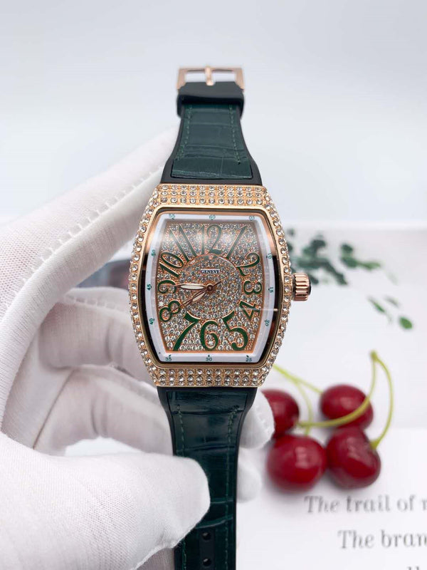 Reloj de Cuarzo Elegante con Correa de Diamantes Completa