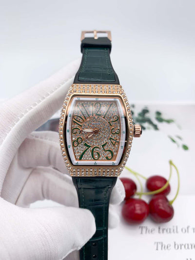 Reloj de Cuarzo Elegante con Correa de Diamantes Completa