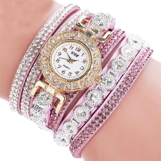 Reloj de Cuarzo para Mujer con Pulsera de Cuero y Diamantes de Imitación - Image 7
