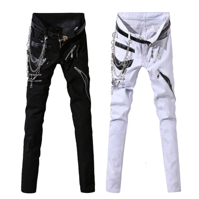 Pantalones de Cuero PU con Tachuelas