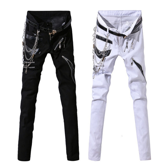 Pantalones de Cuero PU con Tachuelas