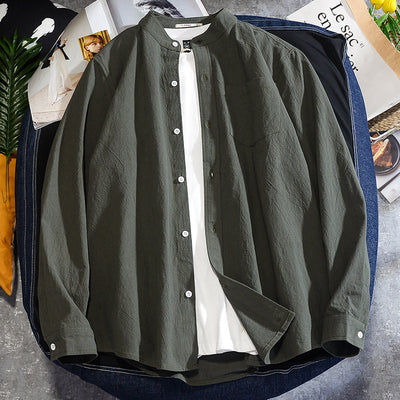 Camisa Manga Larga Algodón y Lino para Hombre - Primavera y Otoño - Image 10