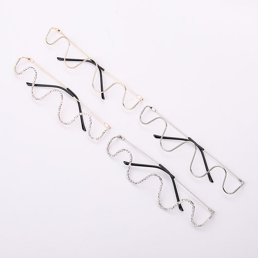 Gafas Artesanales con Diamantes - Montura Media Aro - Image 5