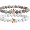 Pulsera de Piedra Volcánica con Circonita Incrustada y Turquesa Blanca