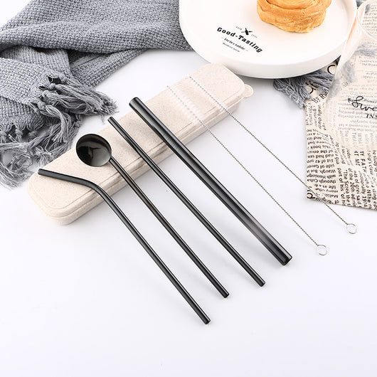 Set de 6 Pajitas de Acero Inoxidable Reutilizables