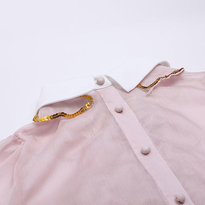 Blusa de Gasa con Cuello Tipo Muñeca - Image 3
