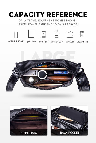 Bolso Bandolera Cuero Hombre Pequeño Cuadrado Horizontal - Image 31