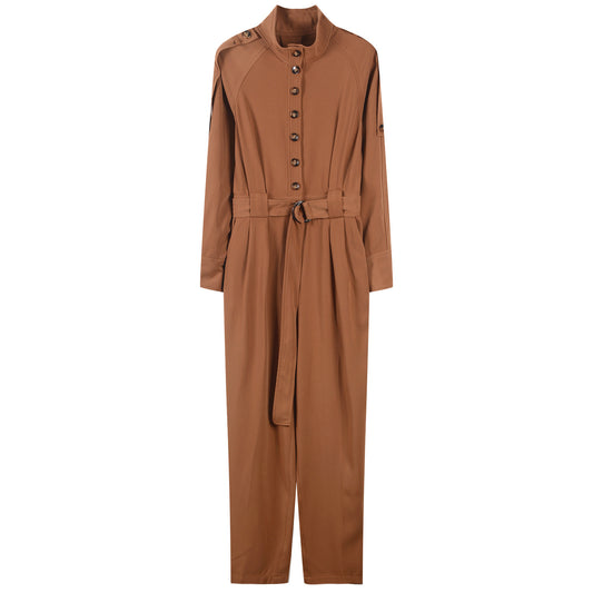 Jumpsuit Largo Holgado con Cinturón - Versátil y Elegante