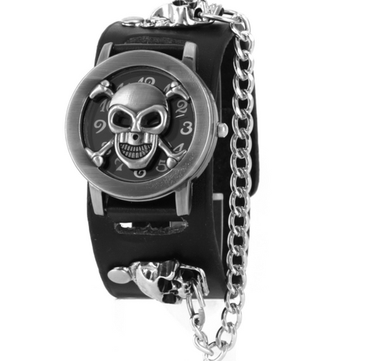 Reloj Calavera con Cadena - Diseño Marrón Clásico
