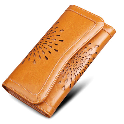 Billetera Larga de Cuero Retro para Mujer con Acabado Encerado - Image 9