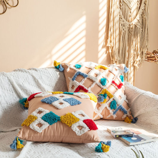 Funda de Almohada de Algodón Tejido con Diseño de Vientos Nacionales - Image 11