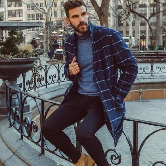 Abrigo Tipo Trench a Cuadros para Hombre - Image 2