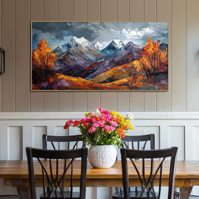 Cuadro de Óleo Artesanal Montaña Nevada - Paisaje Otoñal para Decoración del Hogar - Image 7