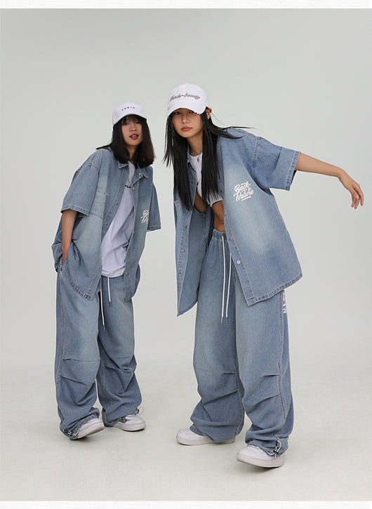 Conjunto Hip Hop Urbano: Camisa y Pantalón Denim Estilo Callejero - Image 20