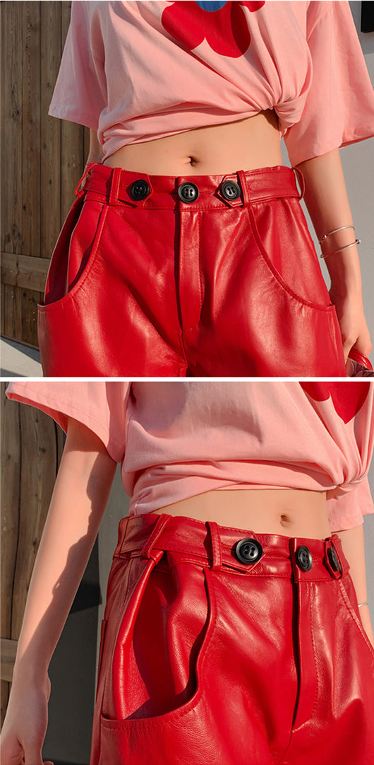 Pantalones de Cuero Ancho Cintura Alta - Image 31
