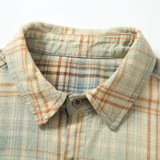 Camisa de Manga Larga Tie-Dye Cuadros Degradado para Hombre - Image 3