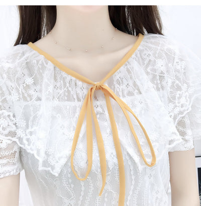 Conjunto Elegante: Blusa de Encaje Transparente con Falda Tutú Bordada - Image 10