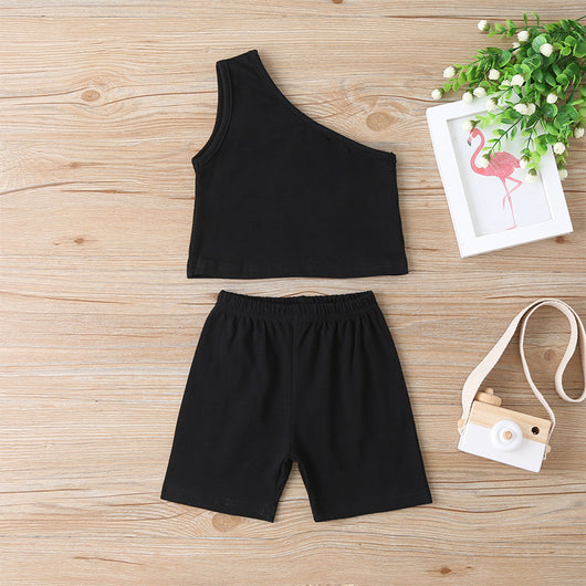 Conjunto Infantil Niña Blusa Hombros Descubiertos y Shorts de Algodón - Image 3