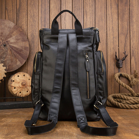 Mochila de Cuero Genuino Estilo Británico Gran Capacidad para Hombre Retro - Image 3