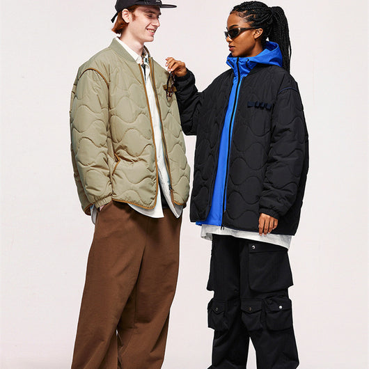 Chaqueta Acolchada de Algodón Japonesa con Patrón Rombo