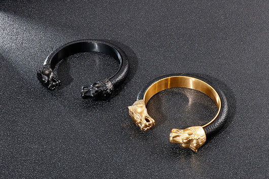 Pulsera de Acero Inoxidable Estilo Punk con Doble León - Image 13