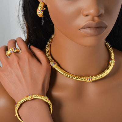 Conjunto de Joyas con Diamantes Estilo Chino: Anillo, Pulsera, Collar y Aretes - Image 6