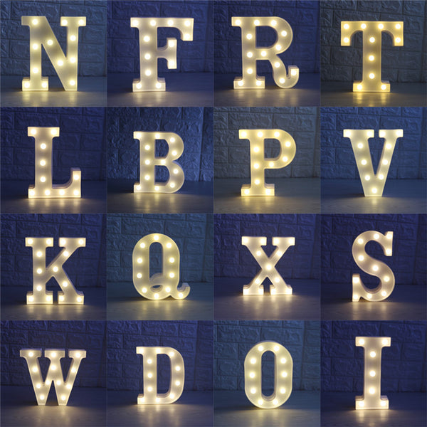 Letrero LED Luminoso Alfabeto 26 Letras - Lámpara Decorativa de Neón