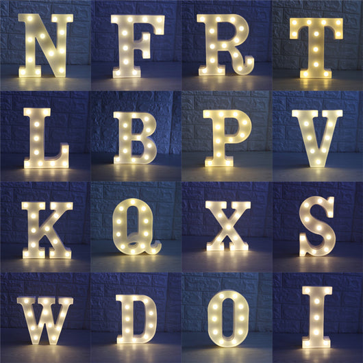 Letrero LED Luminoso Alfabeto 26 Letras - Lámpara Decorativa de Neón