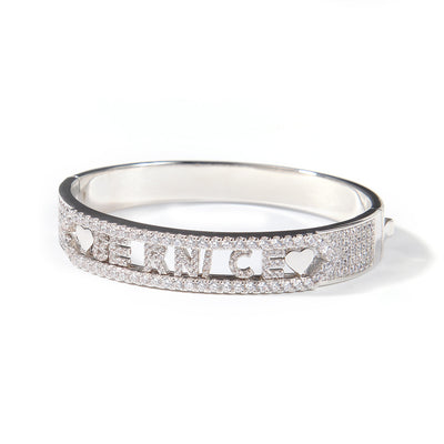 Pulsera de Letras con Incrustaciones de Cobre y Circón de 11MM - Image 26
