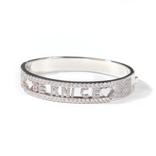 Pulsera de Letras con Incrustaciones de Cobre y Circón de 11MM - Image 26