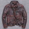 Chaqueta de Cuero Grueso Vintage - Estilo Casual Envejecido