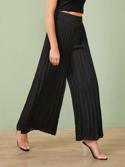 Pantalones Anchos con Pliegues