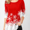 Camiseta Navideña Estampado Muñeco de Nieve Cuello Redondo Manga Larga