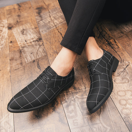 Zapatos de cuero casual con patrón cuadriculado y transpirabilidad - Image 4