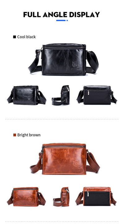 Bolso Bandolera Cuero Hombre Pequeño Cuadrado Horizontal - Image 13