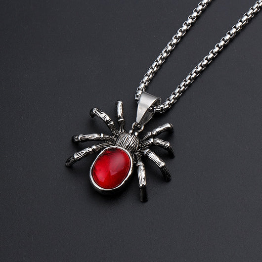 Collar Colgante Araña Viuda Negra Gótico Punk Vintage para Hombre con Cristal Rojo Grande - Image 3