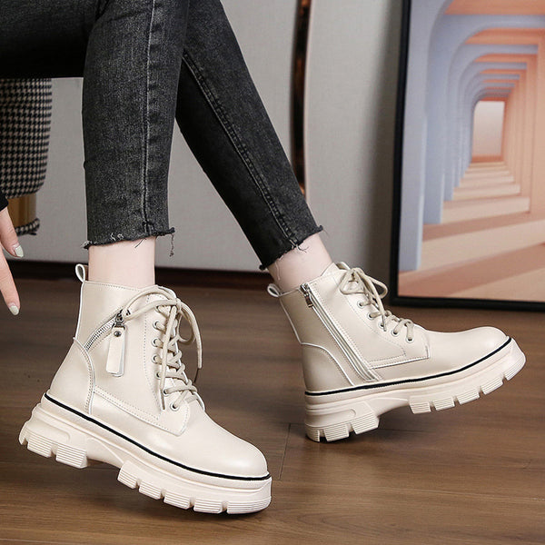 Botas Martin de Cuero con Plataforma para Mujer