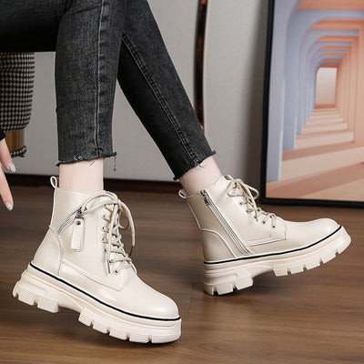 Botas Martin de Cuero con Plataforma para Mujer