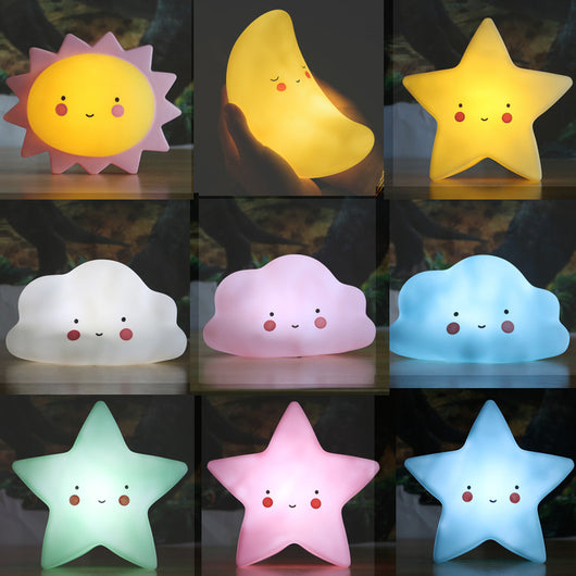 Lámpara Nocturna Infantil Conejo con Estrellas, Luna y Nubes