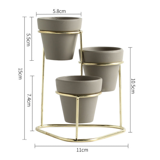 Maceta de Cerámica con Soporte de Hierro Minimalista - Image 6
