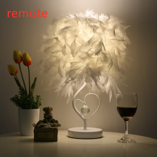 Lámpara de Mesita LED Alas de Cristal Corazón Pluma - Image 12